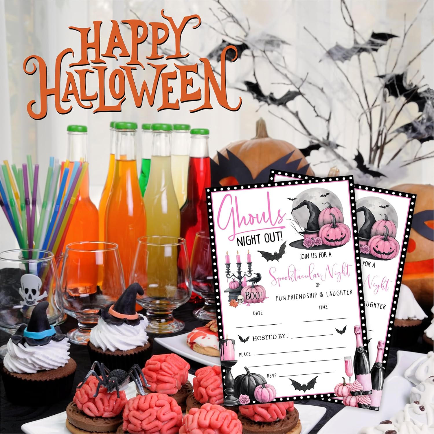 EXW Halloween Party Invitations With Envelopes - Ghouls Night Out