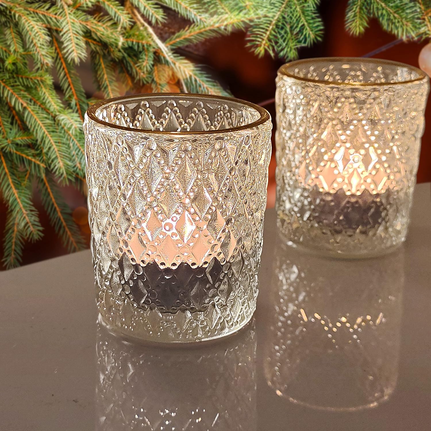 SHMILMH Clear Votive Candle Holders Set of 12