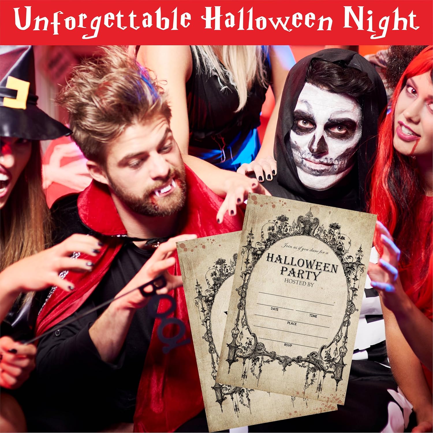 Halloween Party Invitation Cards 20 Pcs Retro Gothic Design