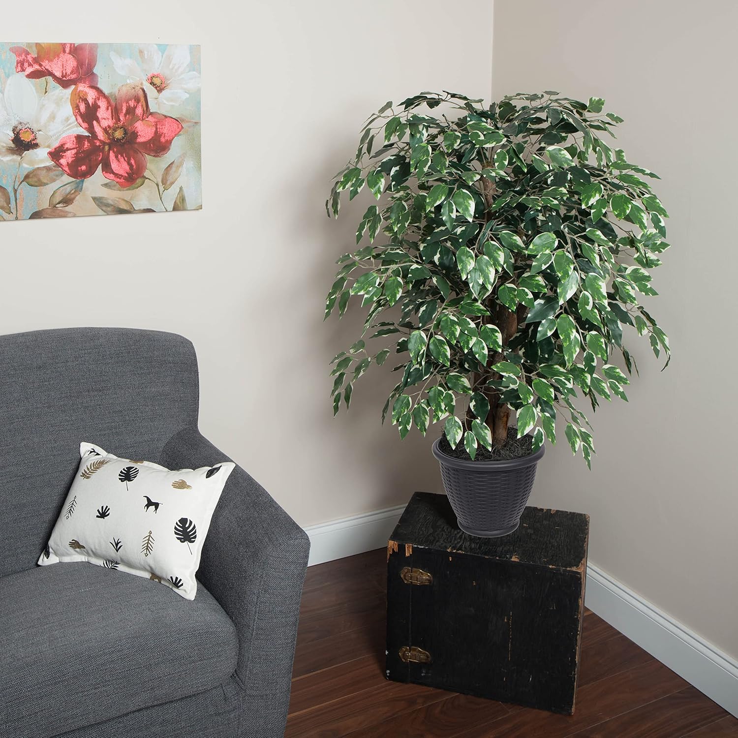 Vickerman 4 Foot Artificial Variegated Ficus Bush