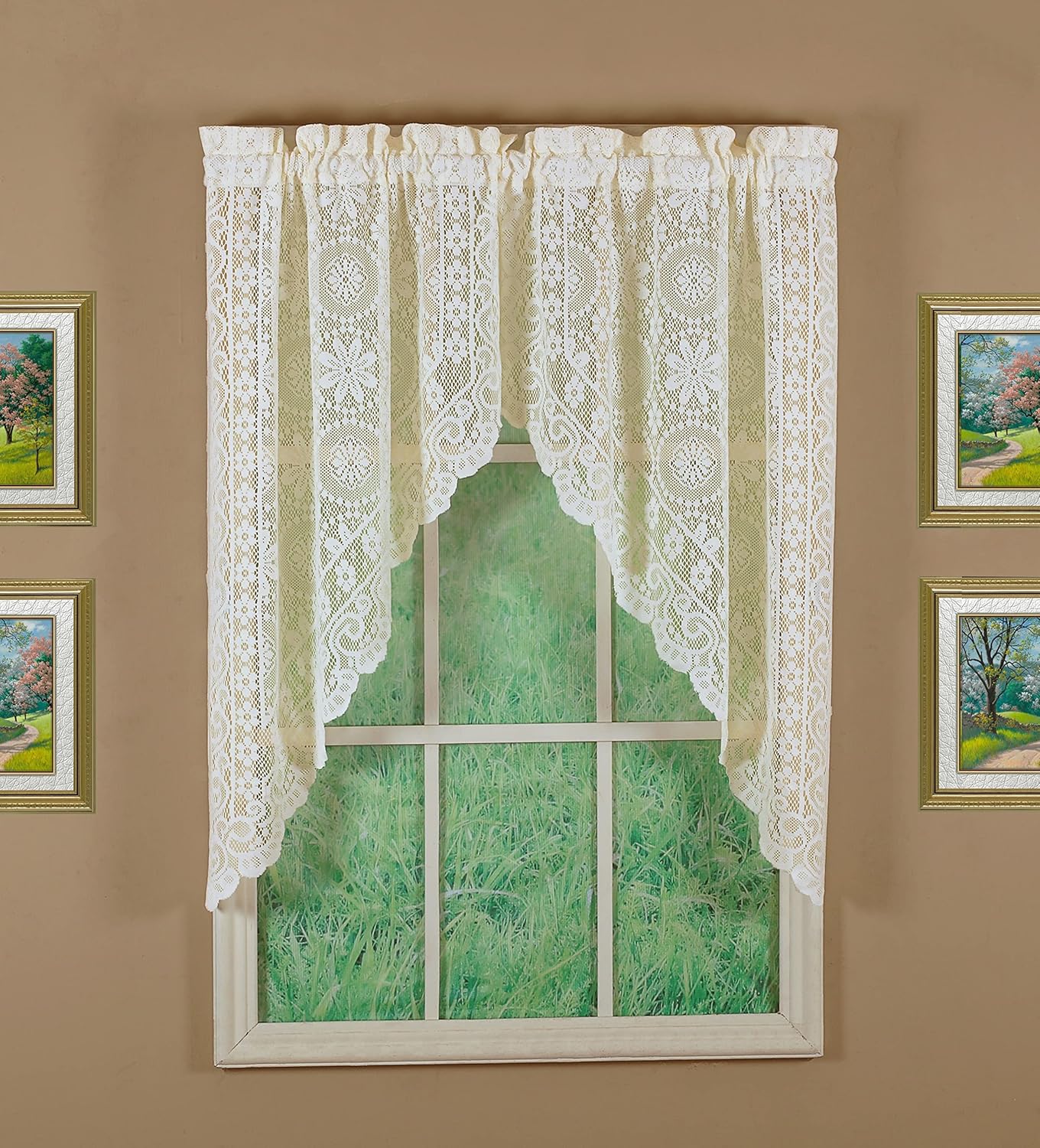 Todays Curtain Hopewell Premium Lace Panel 84 Inch Cream