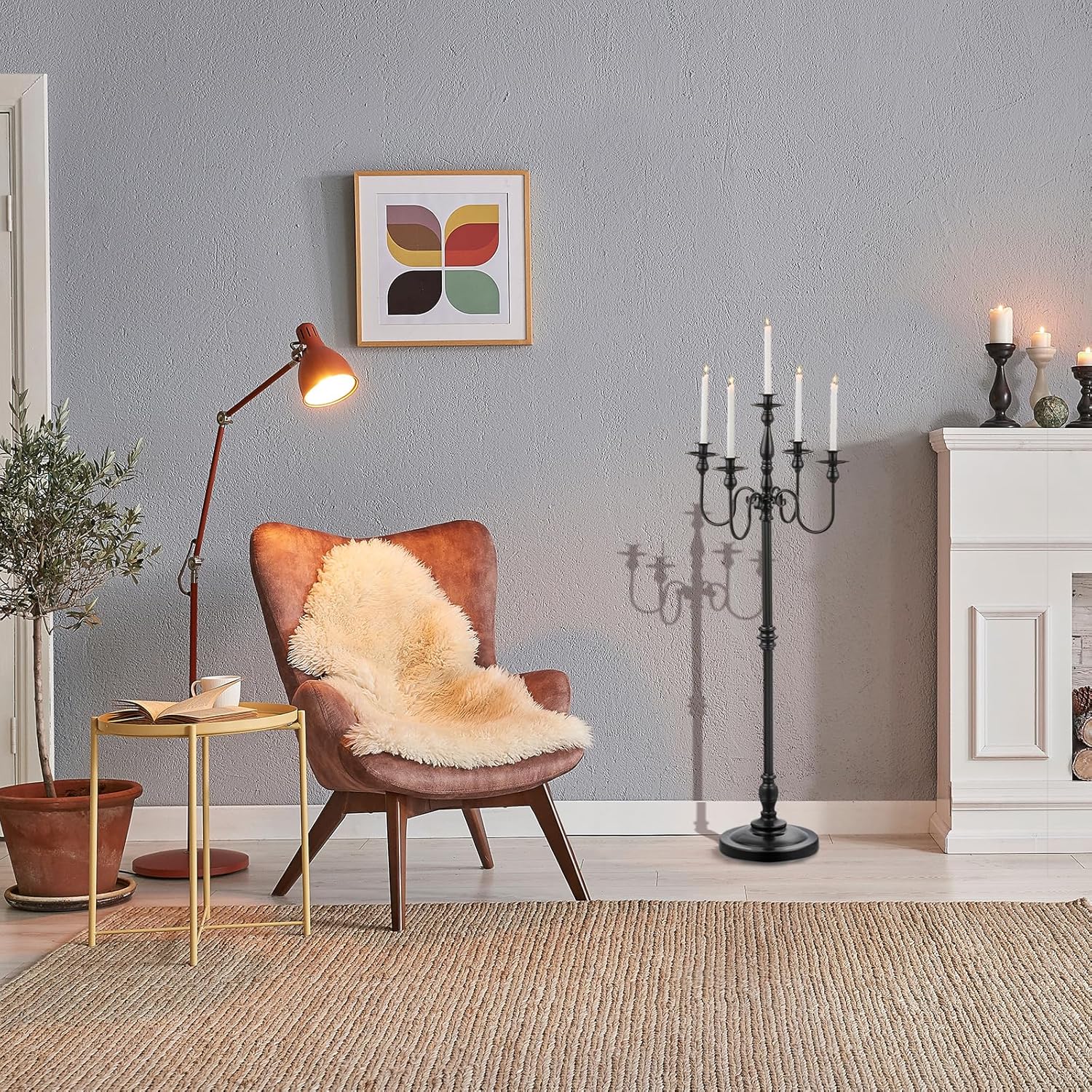 Candeldo 48 Inches Black Candelabra Set of 2