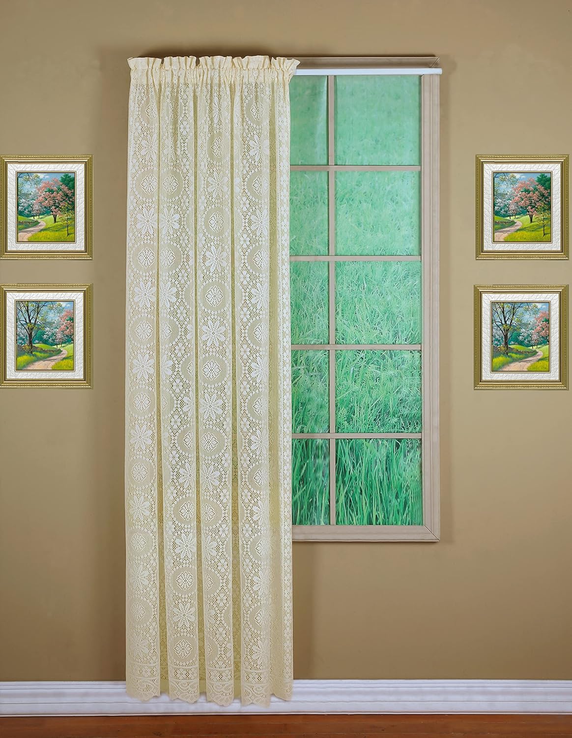 Todays Curtain Hopewell Premium Lace Panel 84 Inch Cream