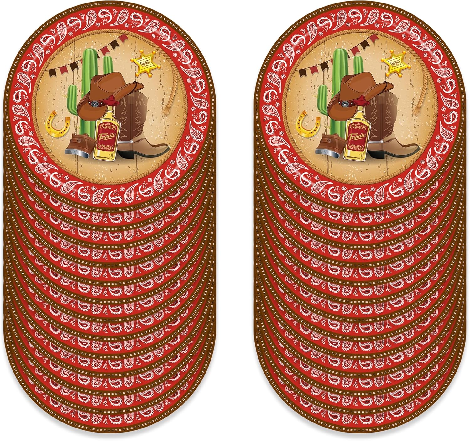24Pcs 9 Inch Cowboy Western Paper Plates Set