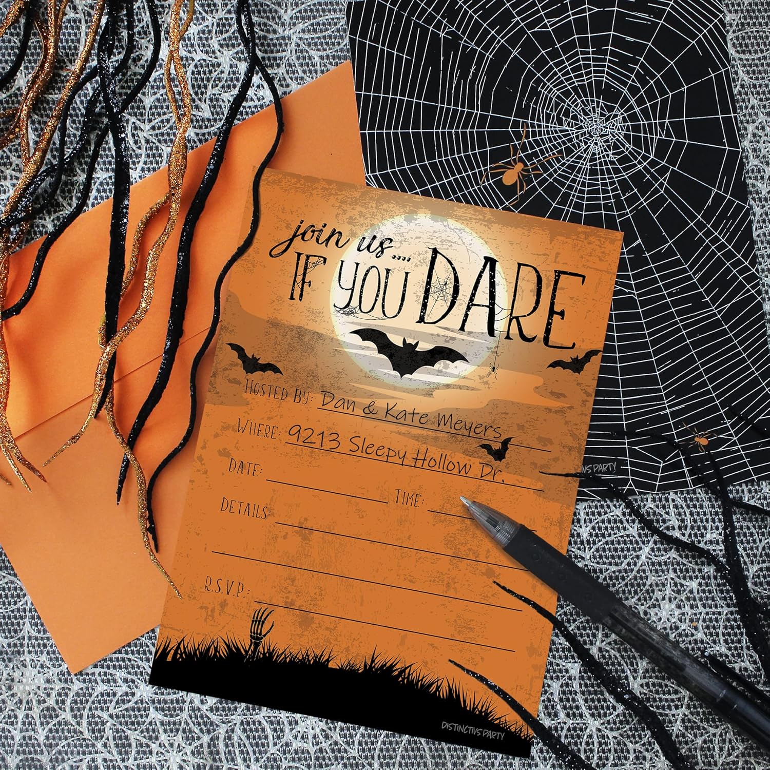 DISTINCTIVS Halloween Party Invitations with Envelopes