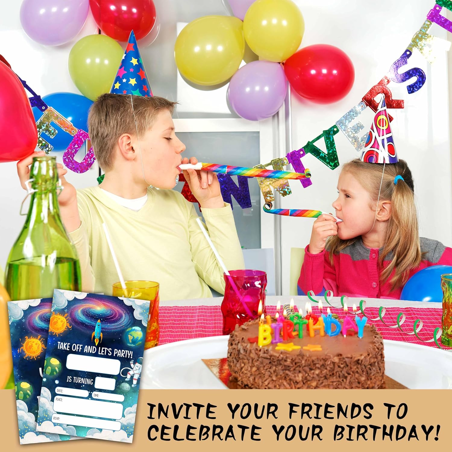 Outer Space Birthday Invitations with Envelopes A28