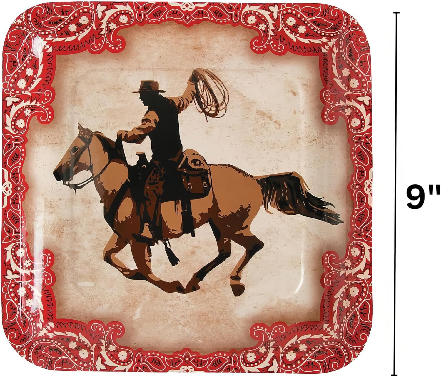 Fun Express Western Cowboy Party Square Plates 8 Pack