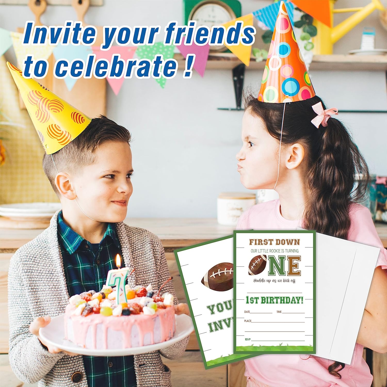 AWSICE Football Birthday Party Invitations 20 Pack with Envelopes