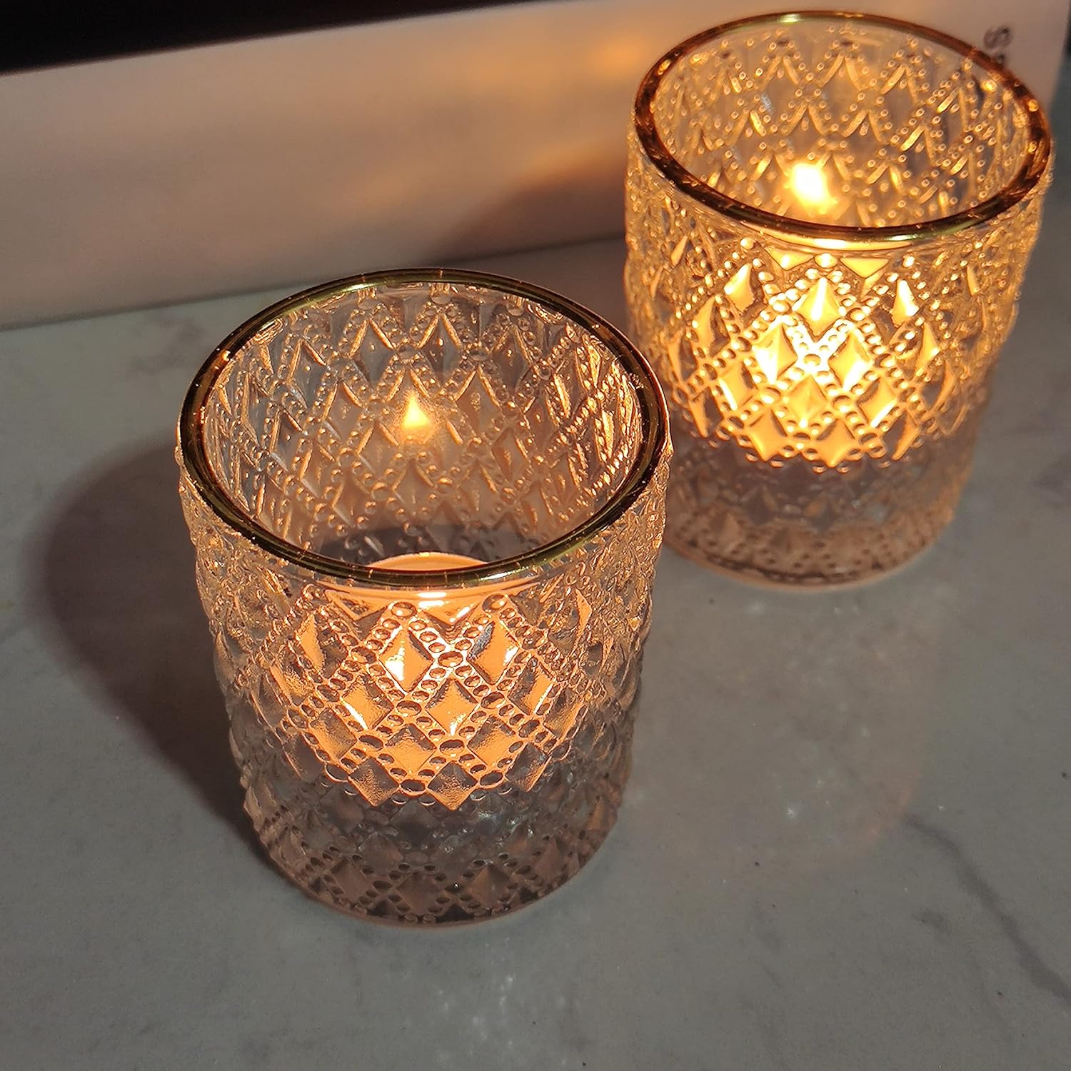 SHMILMH Clear Votive Candle Holders Set of 12