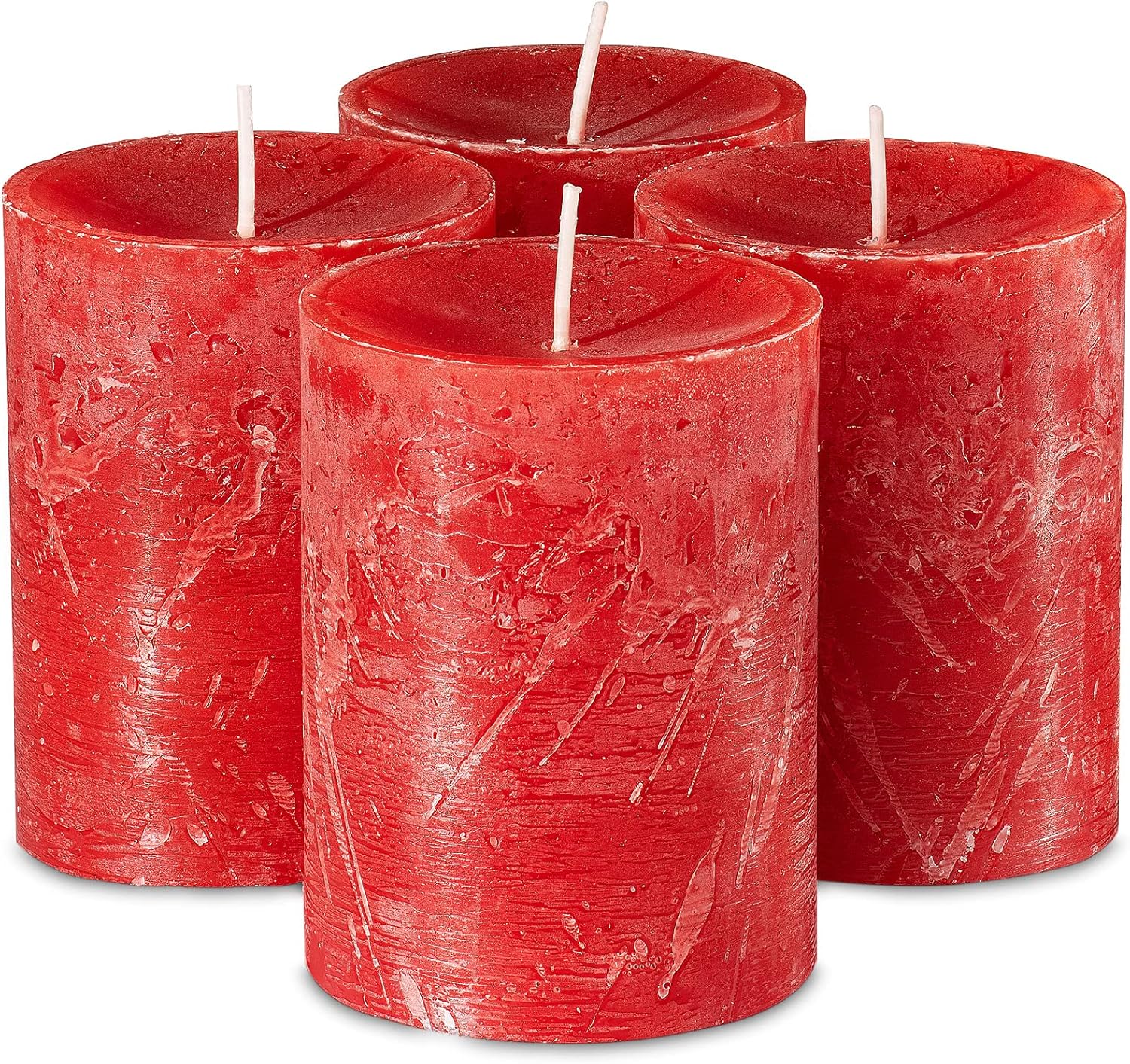 SPAAS Rustic Red Pillar Candles Set of 4