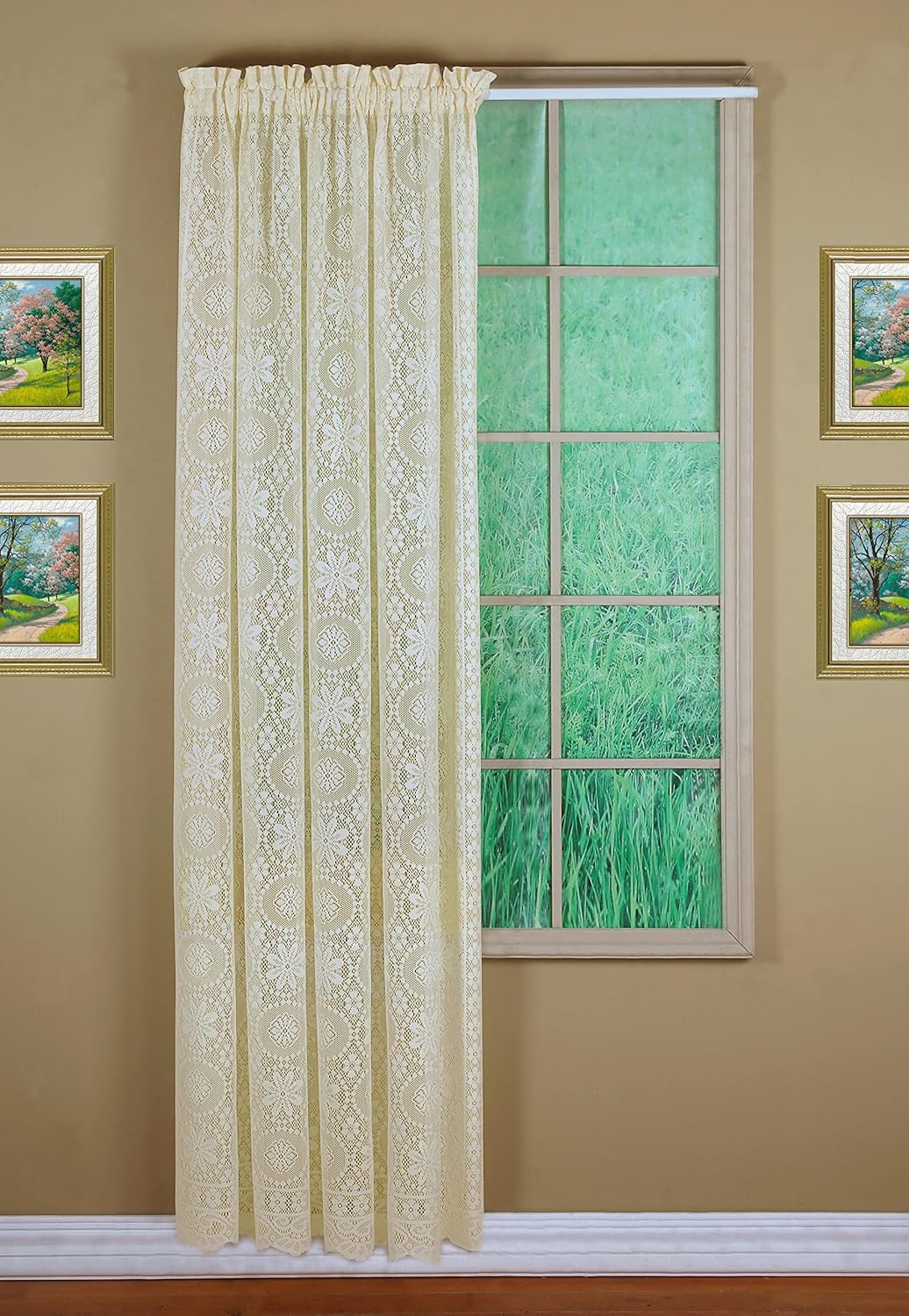 Todays Curtain Hopewell Premium Lace Panel 84 Inch Cream